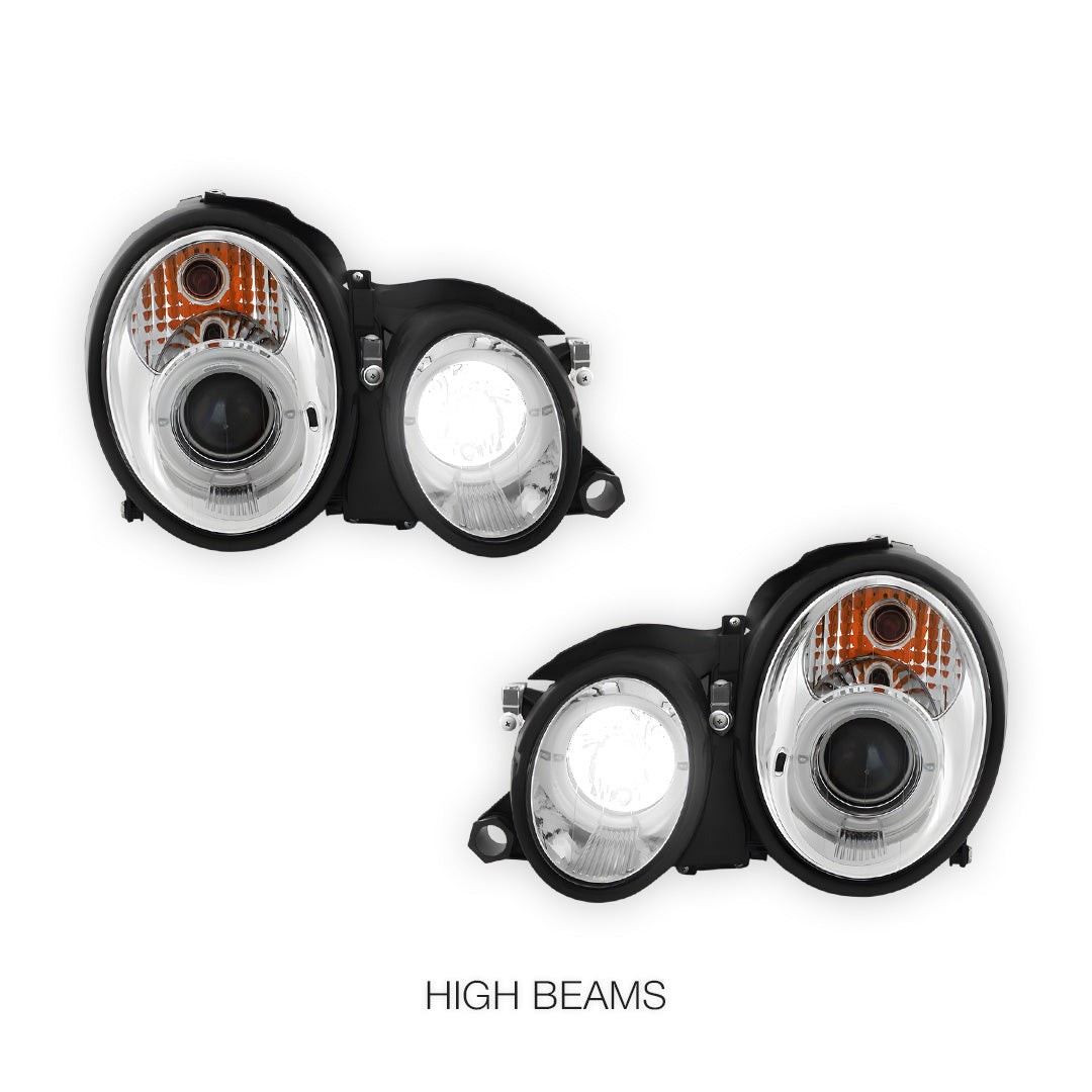 Mercedes-Benz CLK-Class W208 / C208 / A208 (1997 - 2002) CCFL Angel Eyes Projector Headlights LH + RH