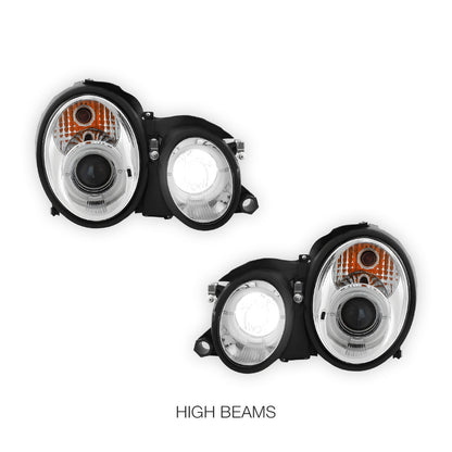 Mercedes-Benz CLK-Class W208 / C208 / A208 (1997 - 2002) CCFL Angel Eyes Projector Headlights LH + RH