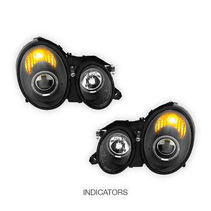 Mercedes-Benz CLK-Class W208 / C208 / A208 (1997 - 2002) CCFL Angel Eyes Projector Headlights LH + RH