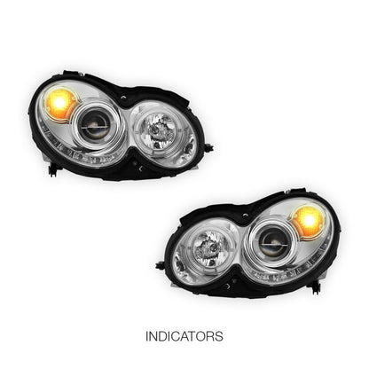 Mercedes-Benz CLK-Class W209 / C209 / A209 (2002 - 2009) LED DRL Projector Headlights LH + RH