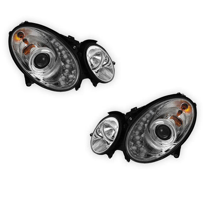 Mercedes-Benz E-Class W211 (2003 - 2008) Crystal DRL LED Projector Headlights LH + RH