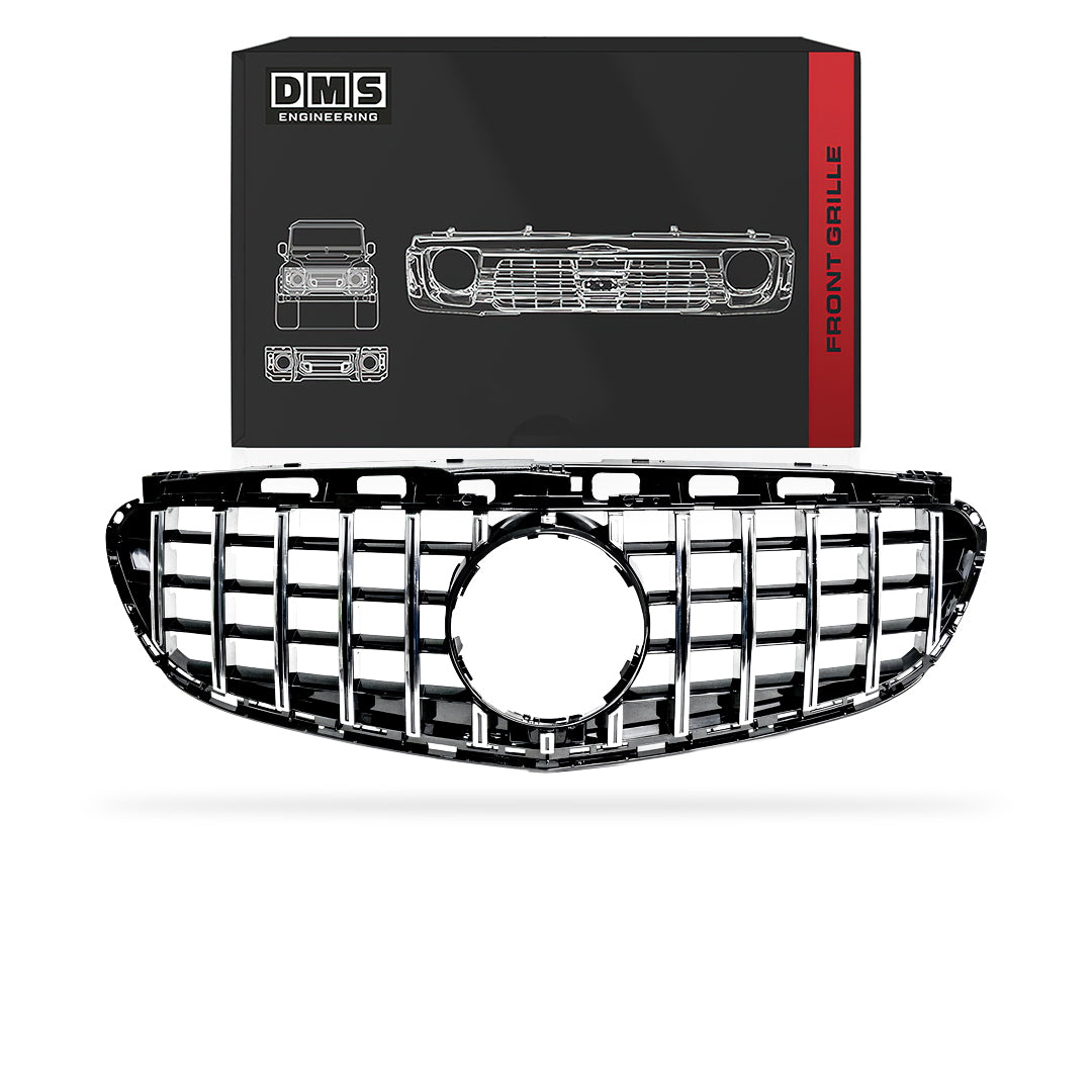Mercedes-Benz E-Class W212 (2014 - 2016) Chrome Black / Gloss Black AMG Panamericana Style Front Bumper Bar Grille