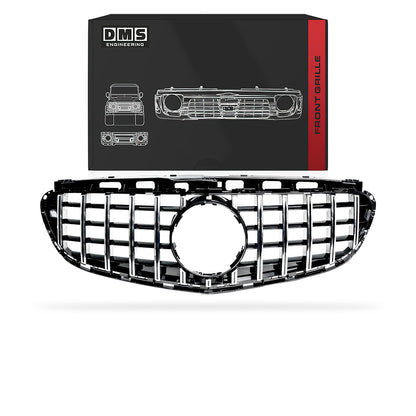 Mercedes-Benz E-Class W212 (2014 - 2016) Chrome Black / Gloss Black AMG Panamericana Style Front Bumper Bar Grille