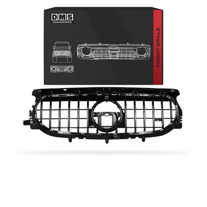 Mercedes-Benz GLA-Class H247 (2020 - 2025) Gloss Black / Chrome Black AMG Panamericana GLA45 Style Front Bumper Bar Grille