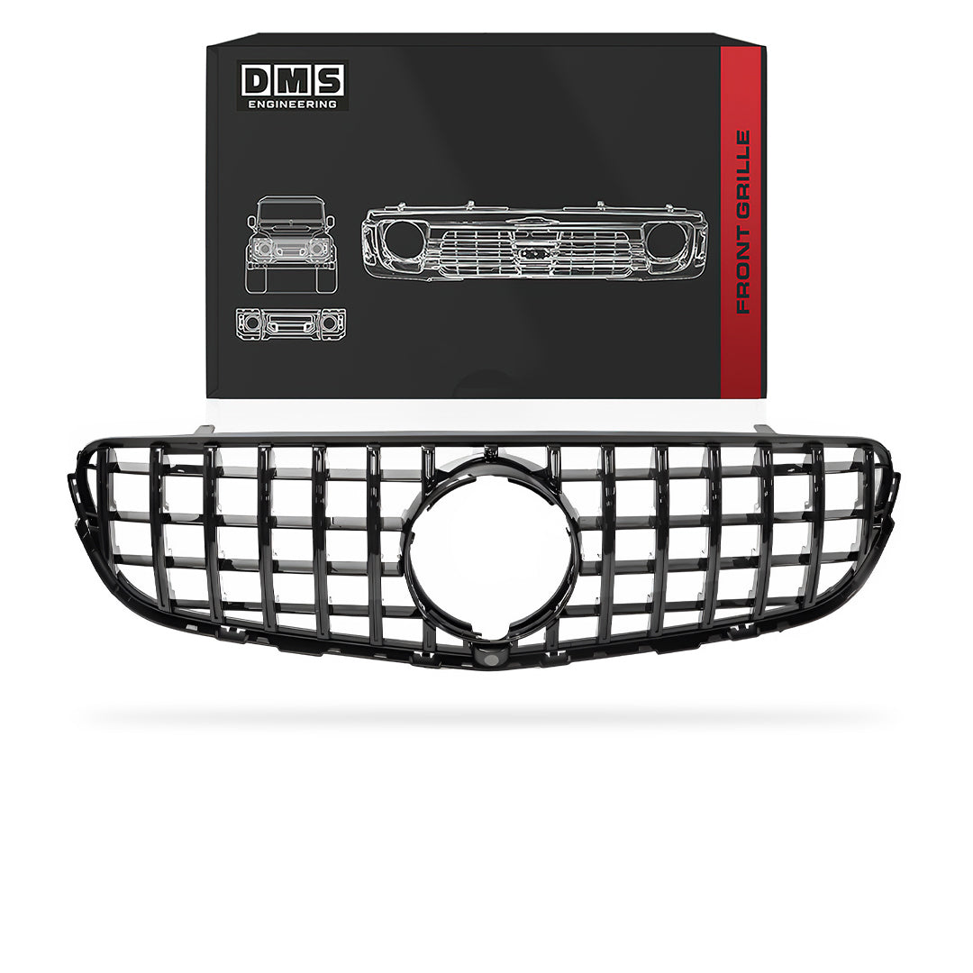 Mercedes-Benz GLC-Class X253 / C253 (2015 - 2019) Gloss Black / Chrome Black AMG GLC63 Panamericana Style Front Bumper Bar Grille