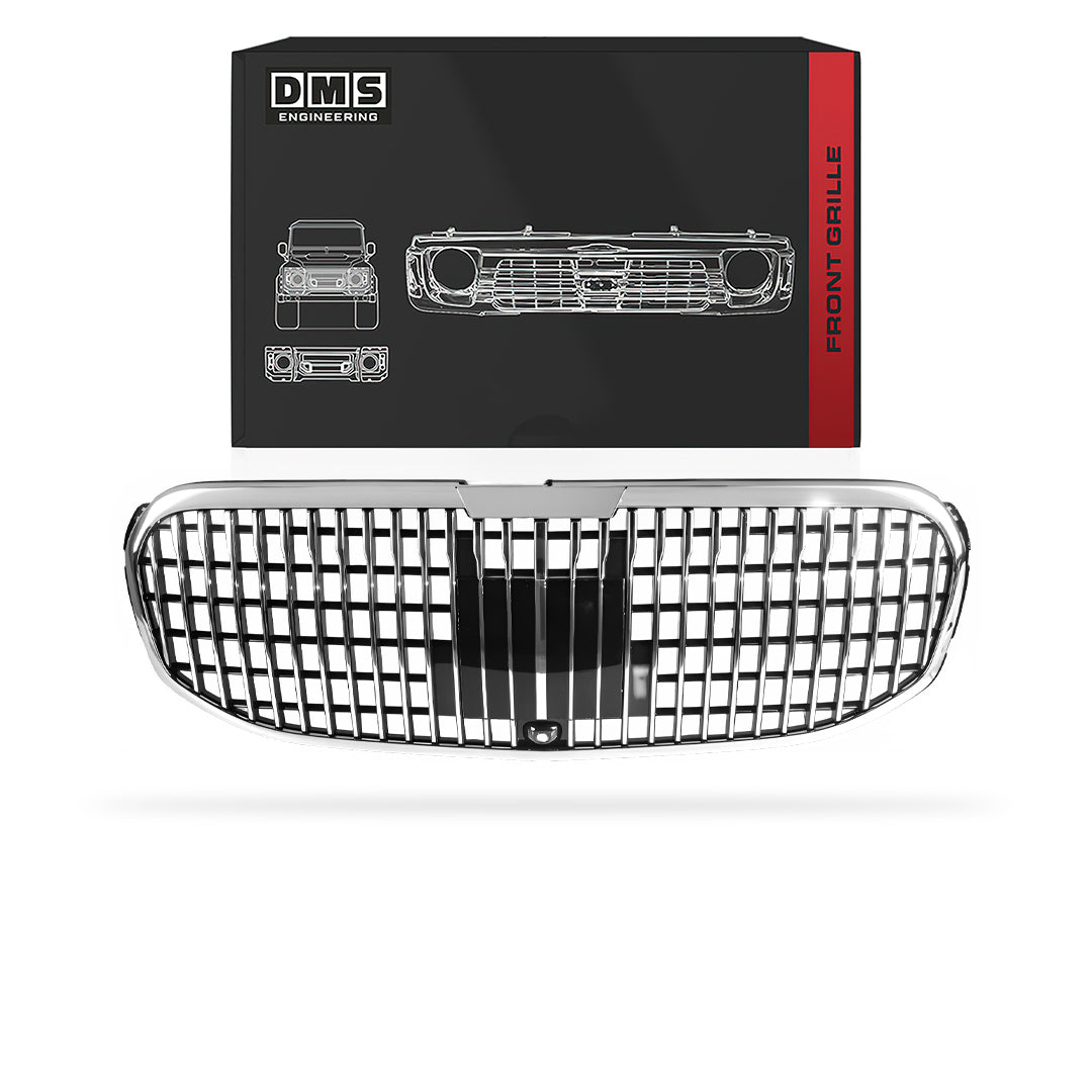 Mercedes-Benz GLS Class X167 (2019 - 2023) Gloss Black / Chrome Black Maybach GLS600 Style Front Bumper Bar Grille