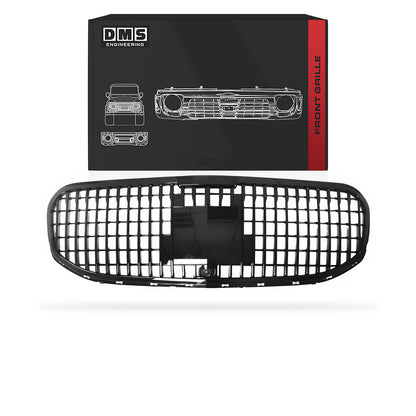 Mercedes-Benz GLS Class X167 (2019 - 2023) Gloss Black / Chrome Black Maybach GLS600 Style Front Bumper Bar Grille