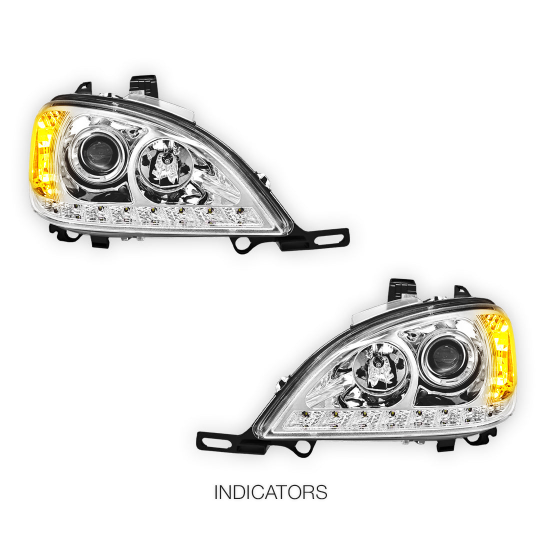 Mercedes-Benz ML-Class W163 (1998 - 2001) Crystal Clear LED DRL Day Time Projector Headlights LH + RH