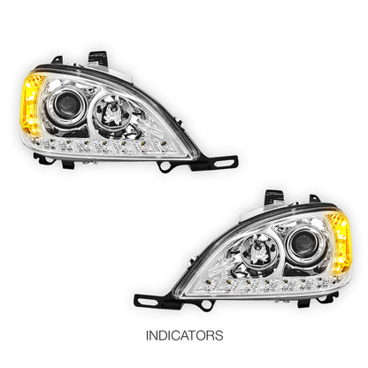 Mercedes-Benz ML-Class W163 (1998 - 2001) Crystal Clear LED DRL Day Time Projector Headlights LH + RH