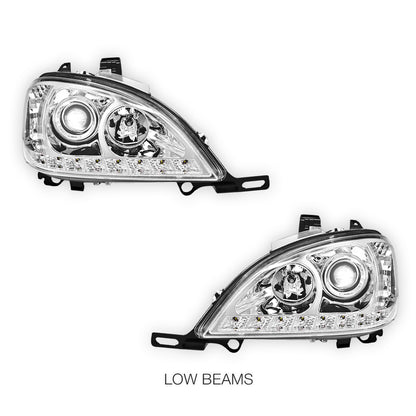 Mercedes-Benz ML-Class W163 (1998 - 2001) Crystal Clear LED DRL Day Time Projector Headlights LH + RH