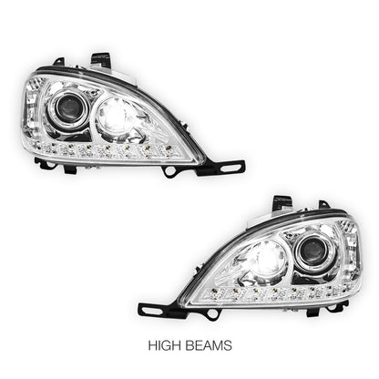 Mercedes-Benz ML-Class W163 (1998 - 2001) Crystal Clear LED DRL Day Time Projector Headlights LH + RH