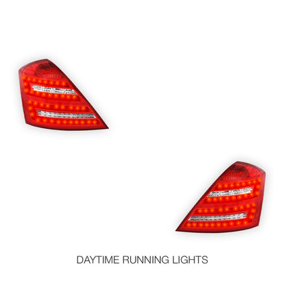 Mercedes-Benz S-Class W221 (2006 - 2009)  Clear Red LED Tail Lights LH + RH