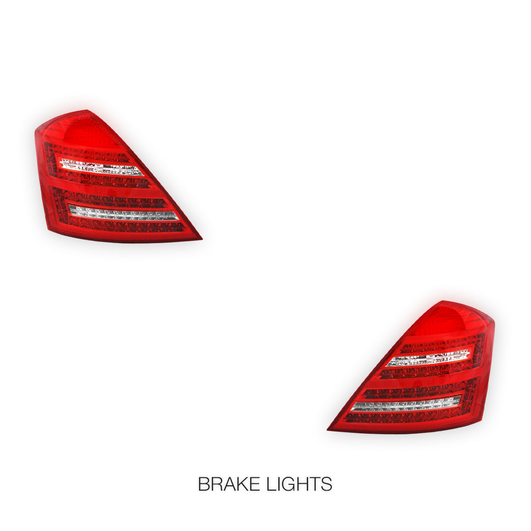 Mercedes-Benz S-Class W221 (2006 - 2009)  Clear Red LED Tail Lights LH + RH