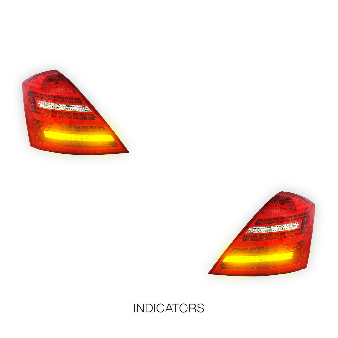 Mercedes-Benz S-Class W221 (2006 - 2009)  Clear Red LED Tail Lights LH + RH