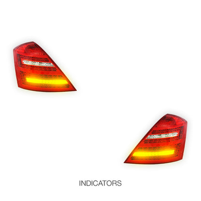 Mercedes-Benz S-Class W221 (2006 - 2009)  Clear Red LED Tail Lights LH + RH