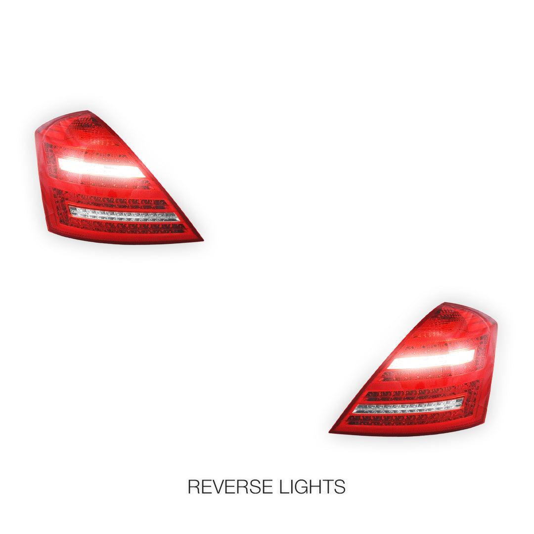 Mercedes-Benz S-Class W221 (2006 - 2009)  Clear Red LED Tail Lights LH + RH