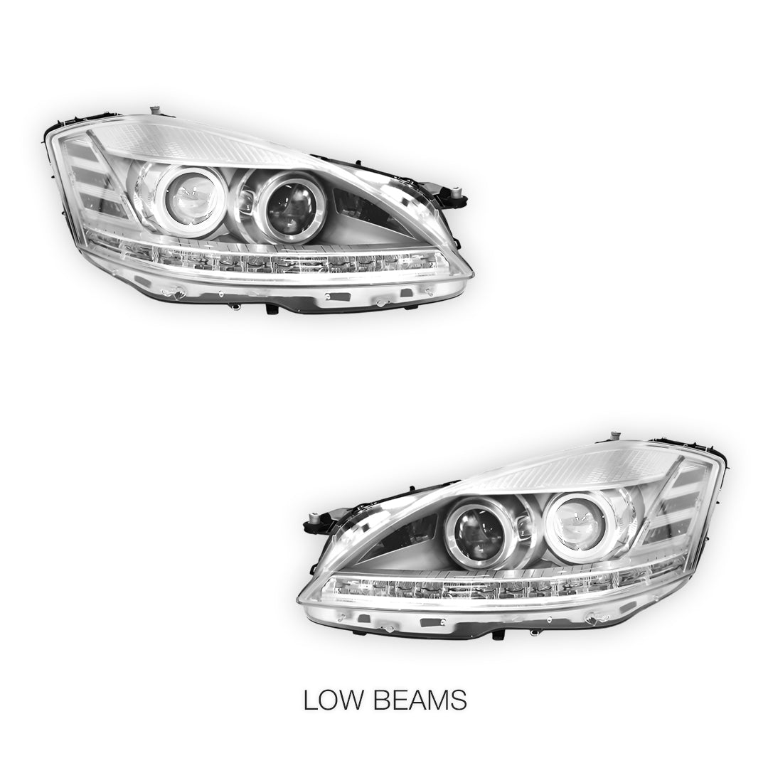Mercedes-Benz S-Class W221 (2006 - 2009) S63 AMG Update Style LED DRL Projector Headlights LH + RH