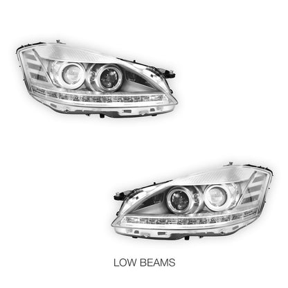 Mercedes-Benz S-Class W221 (2006 - 2009) S63 AMG Update Style LED DRL Projector Headlights LH + RH
