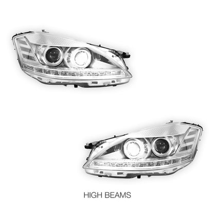 Mercedes-Benz S-Class W221 (2006 - 2009) S63 AMG Update Style LED DRL Projector Headlights LH + RH