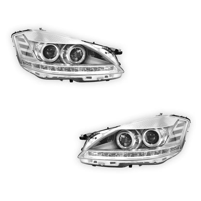 Mercedes-Benz S-Class W221 (2006 - 2009) S63 AMG Update Style LED DRL Projector Headlights LH + RH