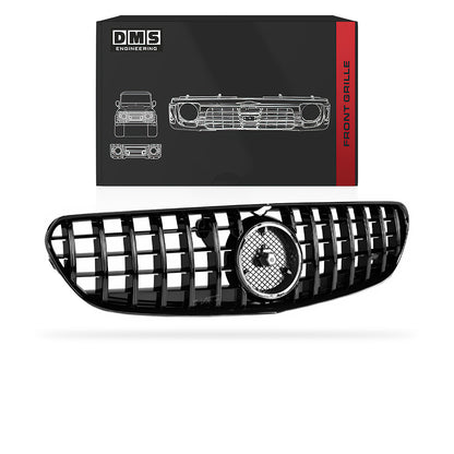 Mercedes-Benz S-Class W222 (2015 - 2021) Chrome Black / Gloss Black AMG S63 Panamericana Style Front Bumper Bar Grille