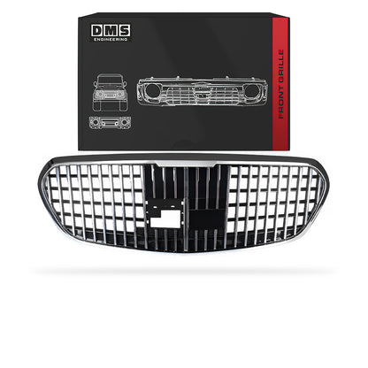 Mercedes-Benz S-Class W223 (2021 - 2026) Gloss Black / Chrome Black Maybach Style Front Bumper Bar Grille