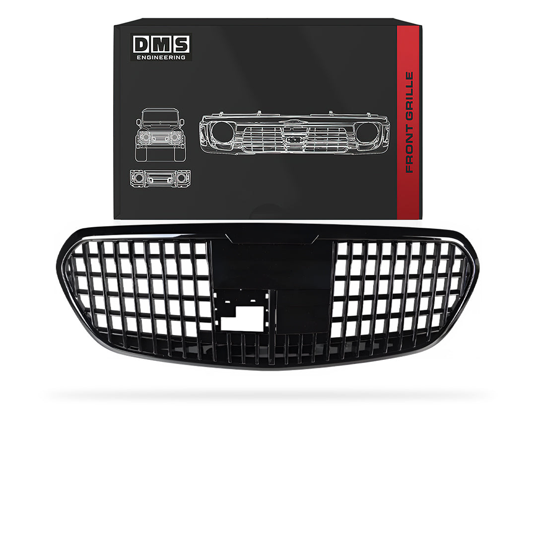 Mercedes-Benz S-Class W223 (2021 - 2026) Gloss Black / Chrome Black Maybach Style Front Bumper Bar Grille