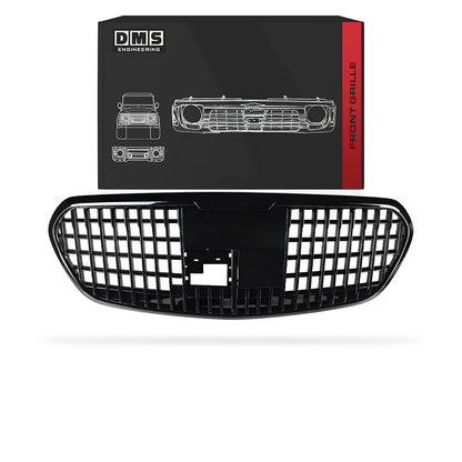 Mercedes-Benz S-Class W223 (2021 - 2026) Gloss Black / Chrome Black Maybach Style Front Bumper Bar Grille