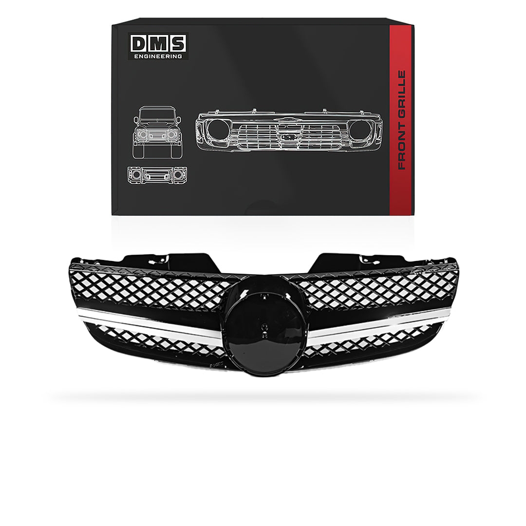 Mercedes-Benz SL-Class R230 (2005 - 2008) Chrome Black AMG Style Front Bumper Bar Grille