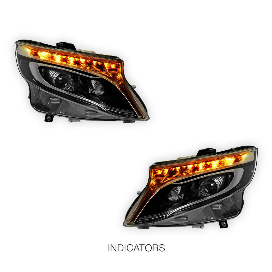 Mercedes-Benz V-Class W447 Vito / Valente (2015 - 2024) AMG Style Full LED DRL With Sequential Indicator Headlights LH + RH