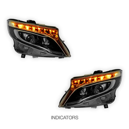 Mercedes-Benz V-Class W447 Vito / Valente (2015 - 2024) AMG Style Full LED DRL With Sequential Indicator Headlights LH + RH