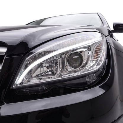 Mercedes-Benz C-Class W204 (2007- 2010) Halogen Model Crystal LED DRL Projector Headlights LH + RH installed close-up