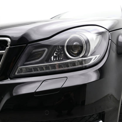 Mercedes-Benz C-Class W204 (2011- 2014) AMG C63 Style Full LED Projector & DRL Headlights LH + RH installed close-up