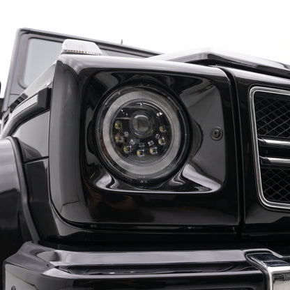 Mercedes-Benz G-Class W463 (1986 - 2018) Full Smoked Mansory Style LED Headlights LH + RH installed close-up