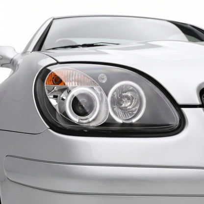 Mercedes-Benz SLK-Class R170 (1997 - 2004) CCFL Angel-Eye Projector Headlights LH + RH installed close-up