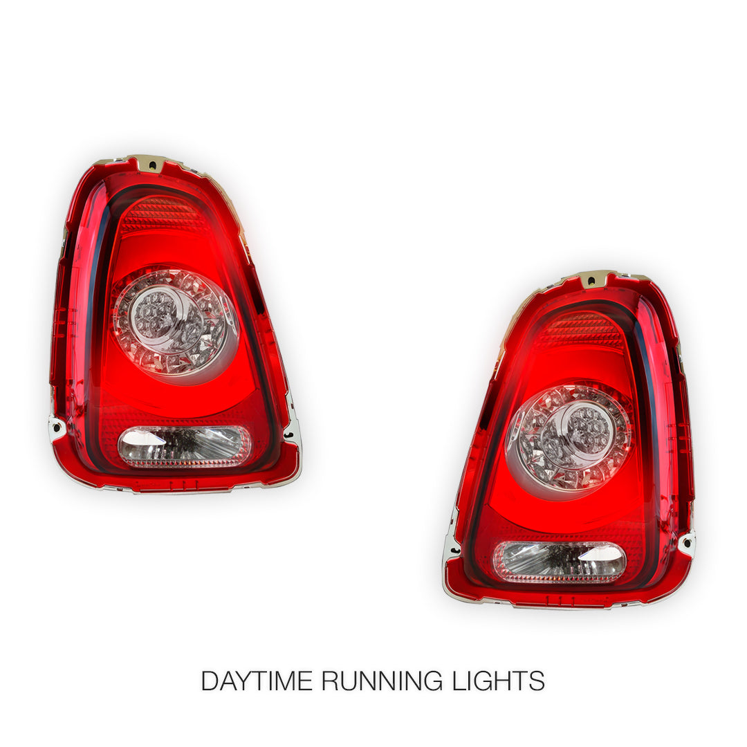 Mini Cooper R56 (2007 - 2010) Clear Red LED with 3D Stripe Bar Tail Lights LH + RH