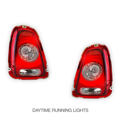 Mini Cooper R56 (2007 - 2010) Clear Red LED with 3D Stripe Bar Tail Lights LH + RH