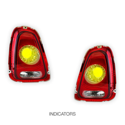 Mini Cooper R56 (2007 - 2010) Clear Red LED with 3D Stripe Bar Tail Lights LH + RH