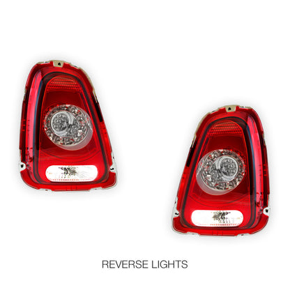 Mini Cooper R56 (2007 - 2010) Clear Red LED with 3D Stripe Bar Tail Lights LH + RH