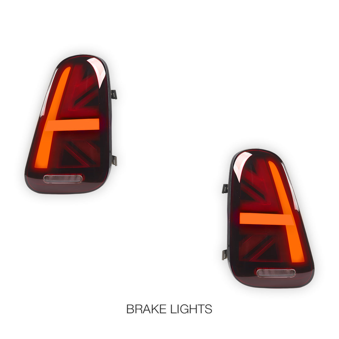 Mini Cooper R50 / R52 / R53 (2001 - 2006) Union Jack Style Sequential Red Full LED Tail Lights LH + RH
