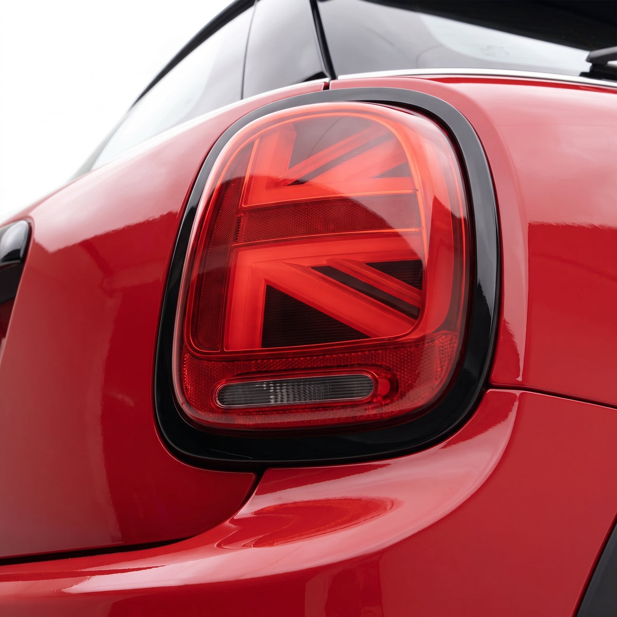 Mini Cooper F55 / F56 / F57 (2014 - 2018) Sequential Red Black LED Tail Lights LH + RH installed close-up