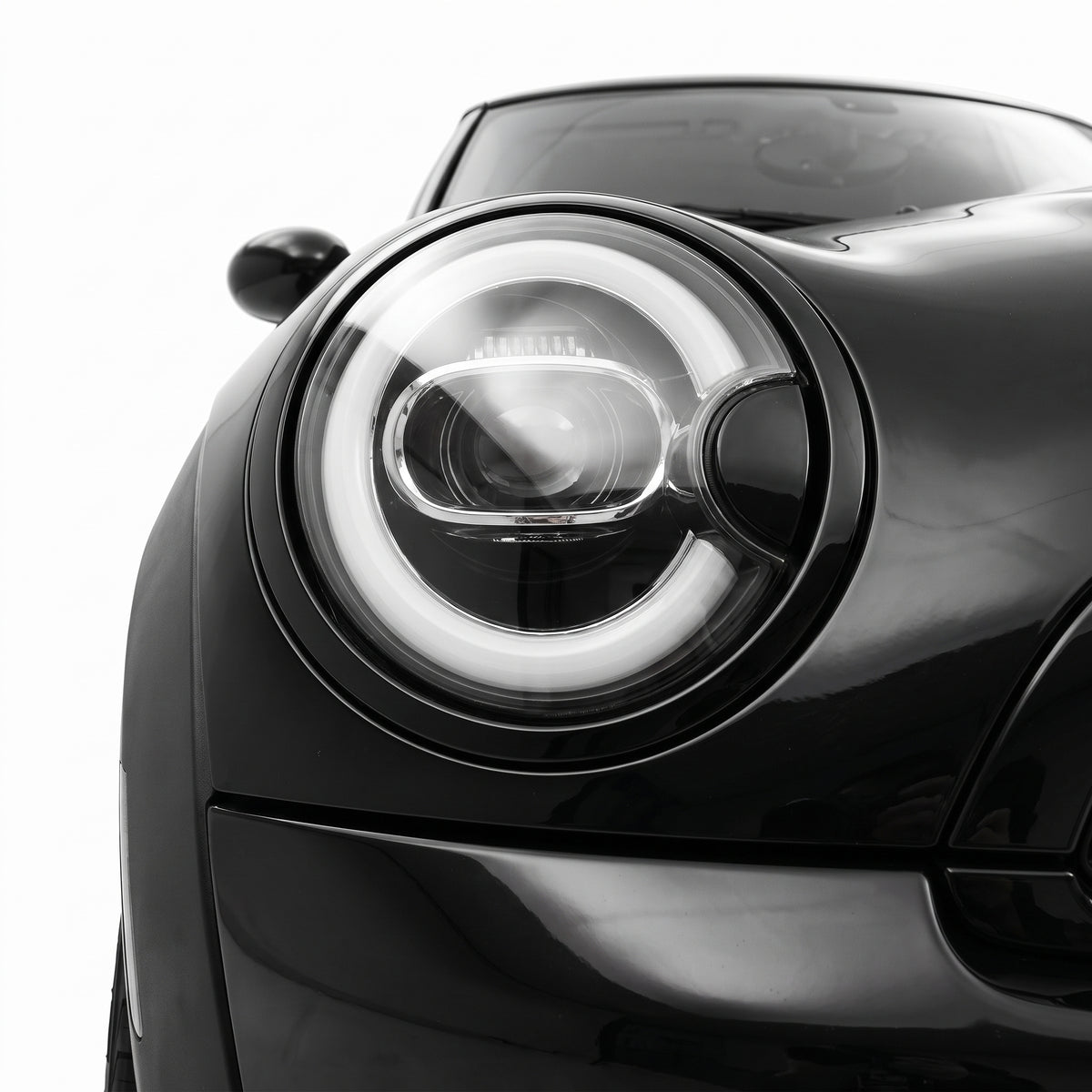 Mini Cooper R56 / R57 / R58 / R59 (2007 - 2015) LED Headlights Halo DRL  LH + RH installed close-up