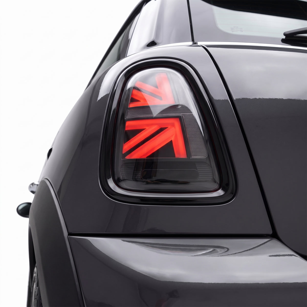 Mini Cooper R56 / R57 / R58 / R59 (2007 - 2015) Sequential Smoked LED Tail Lights LH + RH installed close-up