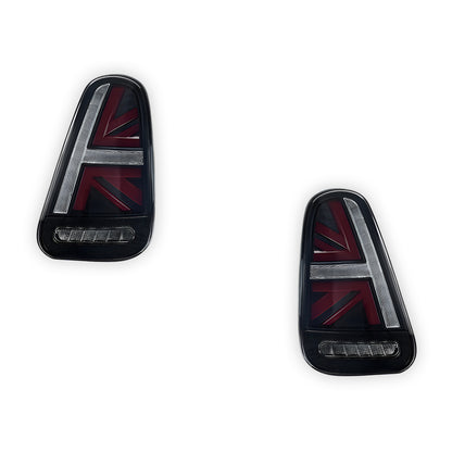 Mini Cooper R50 / R52 / R53 (2001 - 2006) Union Jack Style Sequential Smoked Full LED Tail Lights LH + RH