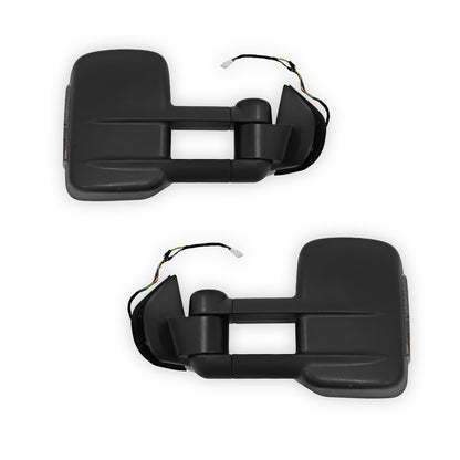 Mitsubishi Triton MQ / MR (2015 - 2022) Black Electric LED Indicators Extendable Towing Side Mirrors LH + RH