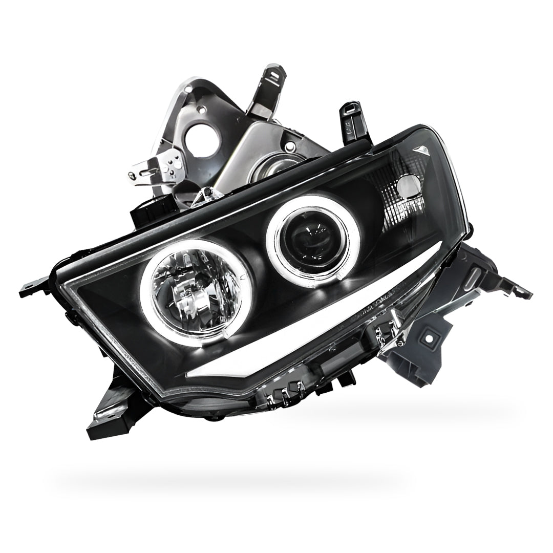 Mitsubishi Challenger PB / PC (2008 - 2015) Black 3D DRL & Angel Eyes Projector Headlights LH + RH