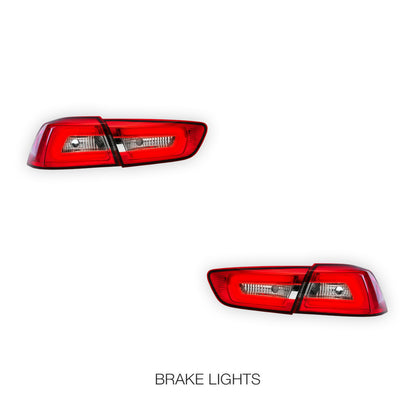 Mitsubishi Lancer CJ / CF (2007 - 2019) Clear Red 3D LED Tail Lights LH + RH