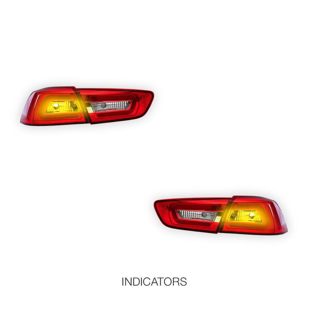 Mitsubishi Lancer CJ / CF (2007 - 2019) Clear Red 3D LED Tail Lights LH + RH