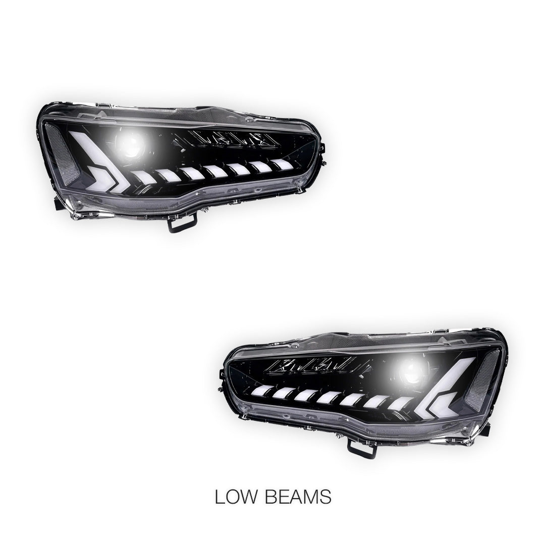 Mitsubishi Lancer Evo 10 (2007 - 2017) Demon Eye Style LED DRL Projector Headlights LH + RH