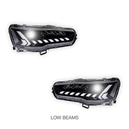 Mitsubishi Lancer Evo 10 (2007 - 2017) Demon Eye Style LED DRL Projector Headlights LH + RH